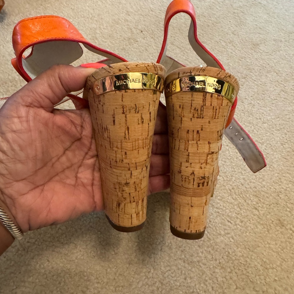 Michael Kors Orange and Gold Sandals - Picture 3 of 5